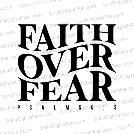 "Black and white 'Faith Over Fear' Christian graphic SVG for church groups and events."