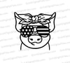 Cute pig silhouette SVG with American flag sunglasses for patriotic crafts.