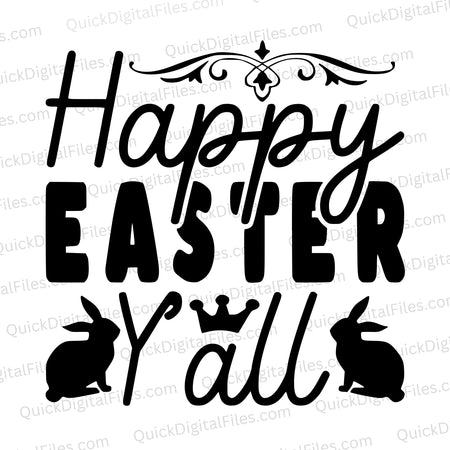 Black and white bunny SVG design for Easter projects