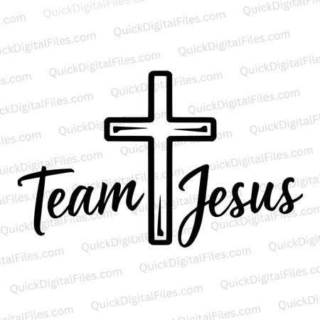 "Christian Nail Cross Graphic with 'Team Jesus' in Cursive SVG, PNG, JPEG"