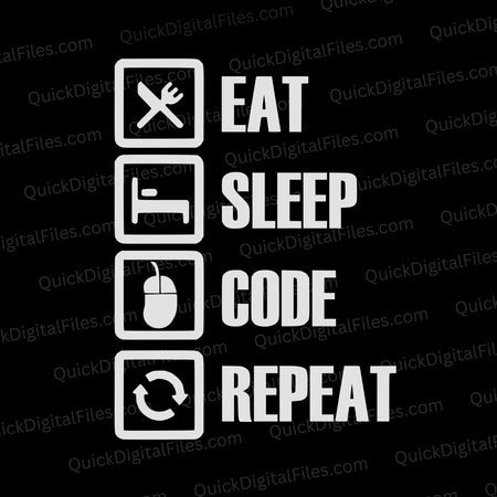 "Eat Sleep Code Repeat Tech Graphic SVG, PNG, JPEG, PDF"