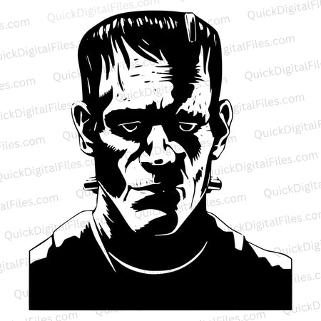 Black and white Frankenstein silhouette for DIY decor