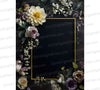 Floral Wedding PNG with Gold Frame on Black Background
