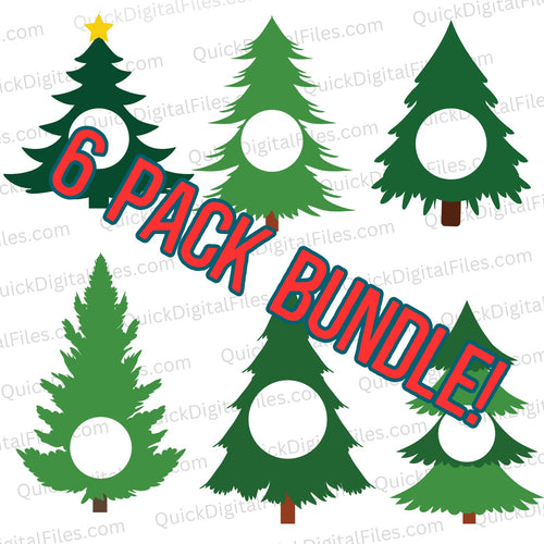 Christmas Tree Monogram Bundle: PNG DXF SVG