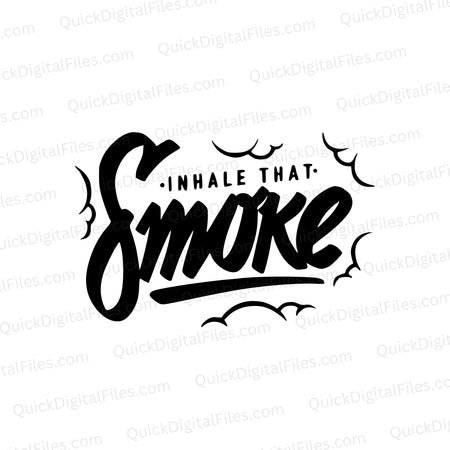 Sleek black and white cannabis user silhouette graphic