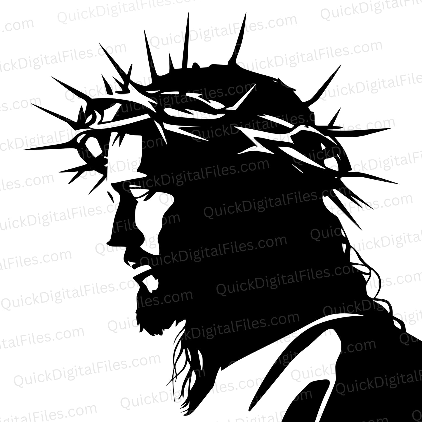 Jesus SVG - Crown of Thorns Silhouette

