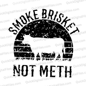 Humorous BBQ slogan and cow graphic in black and white SVG format.