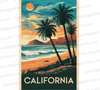 "Vintage California Beach Vibes Travel Poster PNG, JPEG, PDF"