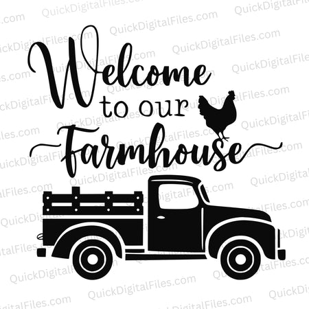 "Welcome to Our Farmhouse Vintage Truck and Chicken Design"