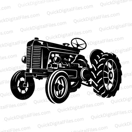 Tractor PNG with vintage design and detailed side profile
