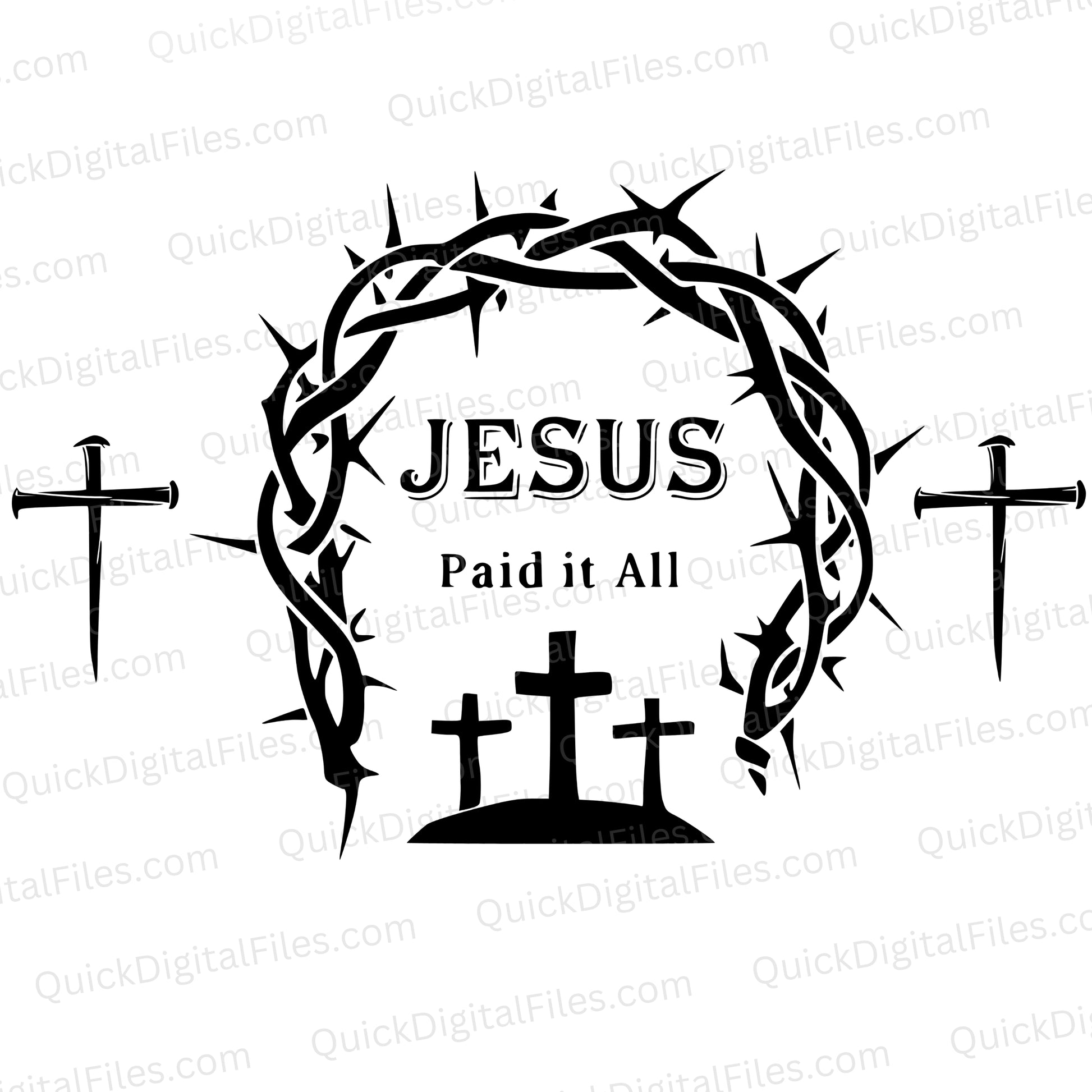Jesus Paid It All SVG Christian silhouette for engraving and Cricut
