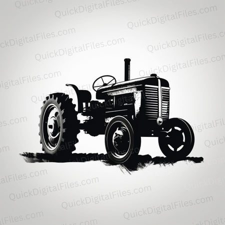 Classic tractor silhouette digital logo with a vintage look