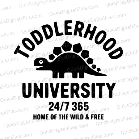 Toddler University SVG with dinosaur silhouette and fun text
