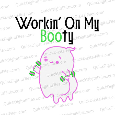 Halloween ghost workout design with dumbbells pink and green SVG
