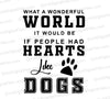 "Hearts Like Dogs" SVG graphic with inspiring message and paw print