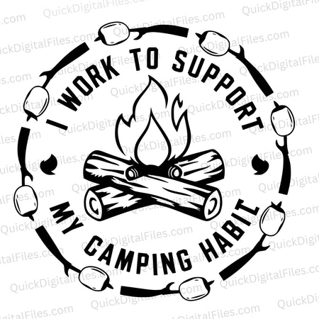 I work to support my camping habit svg png jpeg