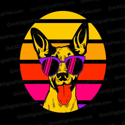 Vibrant Dog Face with Sunglasses SVG