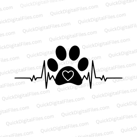 "Pet owner heartbeat to dog paw SVG silhouette graphic"