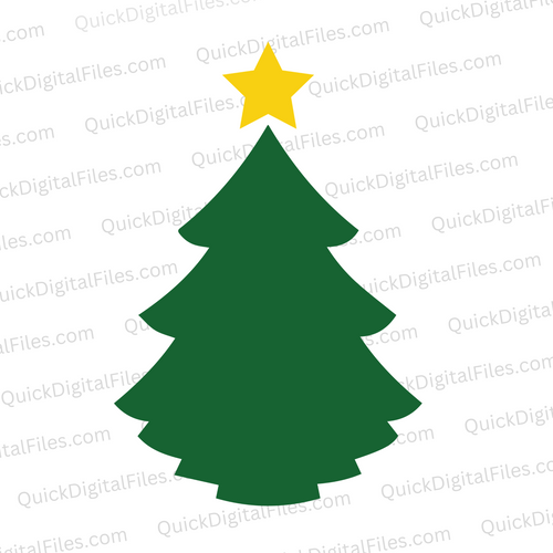 Minimalist Yellow Star Christmas Tree: PNG JPEG PDF SVG