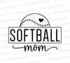 "Softball Mom SVG with half softball and heart for custom apparel."