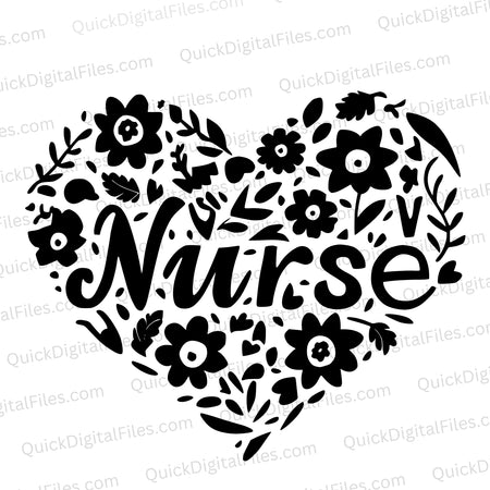 "Nurse heart floral SVG design for healthcare professionals."