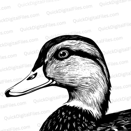 "Detailed Duck Head and Neck Silhouette SVG, PNG, JPEG"