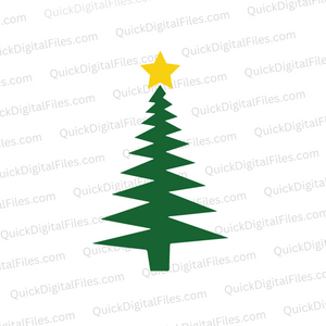 "Modern Stylized Christmas Tree Graphic with Star Top"