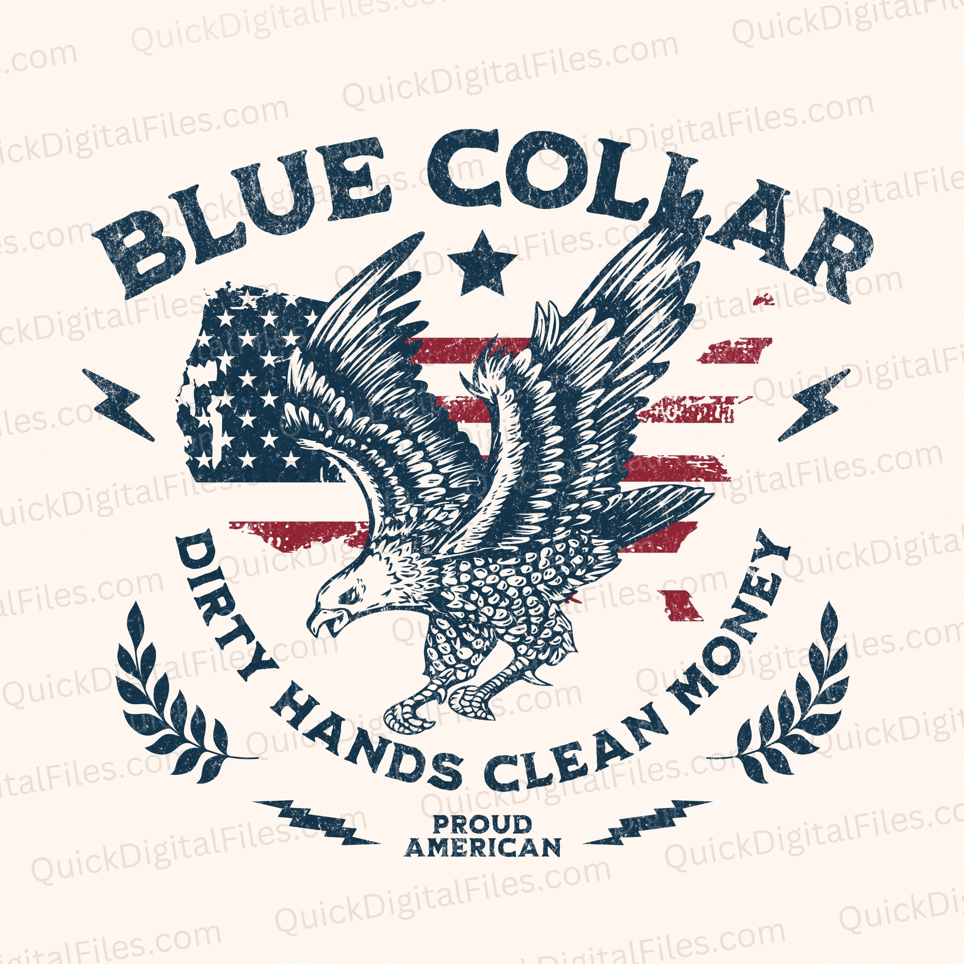 Blue Collar PNG – Proud American Dirty Hands Clean Money Art