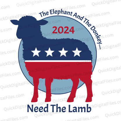The Elephant and the Donkey Need the Lamb SVG