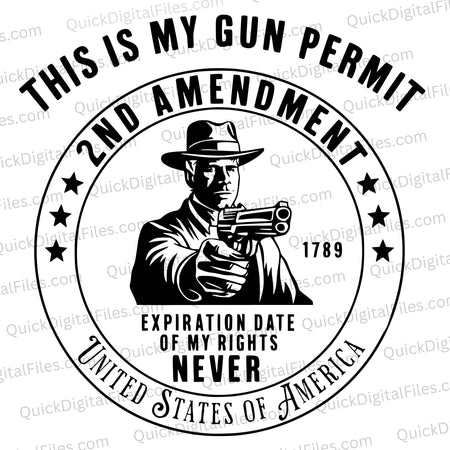 "2nd Amendment rights graphic with man holding pistol SVG."