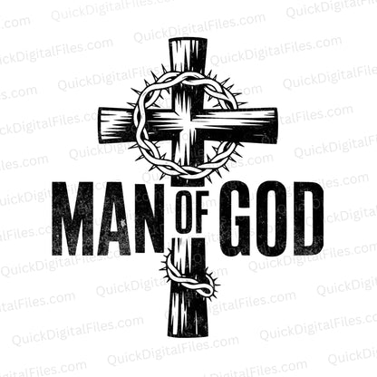 Man of God SVG | Christian Cross with Crown of Thorns Graphic

