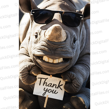 "Thank You Rhino with Sunglasses Photo PNG, JPEG, PDF"