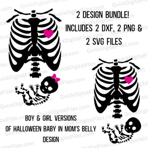 Rib Cage with Baby Boy and Girl Skeletons SVG Bundle