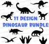 11 dinosaur silhouette designs bundle preview.
