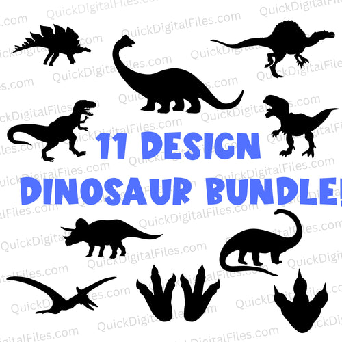 11 Dinosaur Silhouette Bundle: SVG PNG DXF