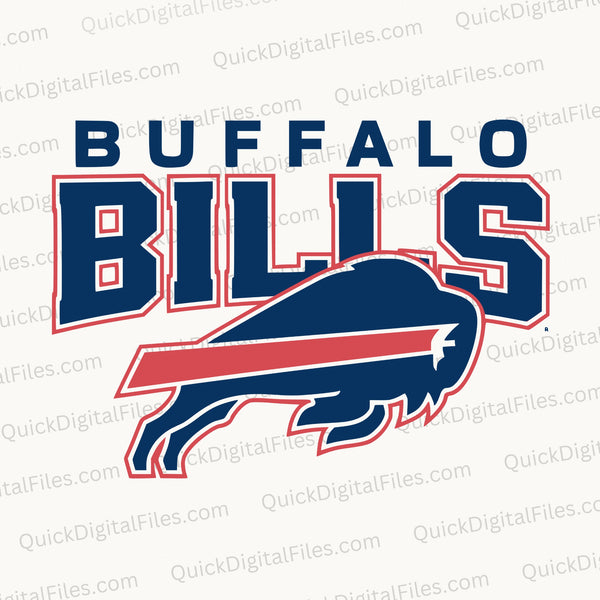 High-quality Buffalo Bills logo featuring bold 'BUFFALO BILLS' text and blue and red bison emblem