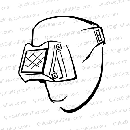 "Hand-Drawn Welding Mask Illustration"