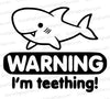 "Cute teething shark SVG for kids' apparel and nursery decor."