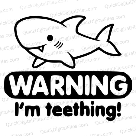 "Cute teething shark SVG for kids' apparel and nursery decor."