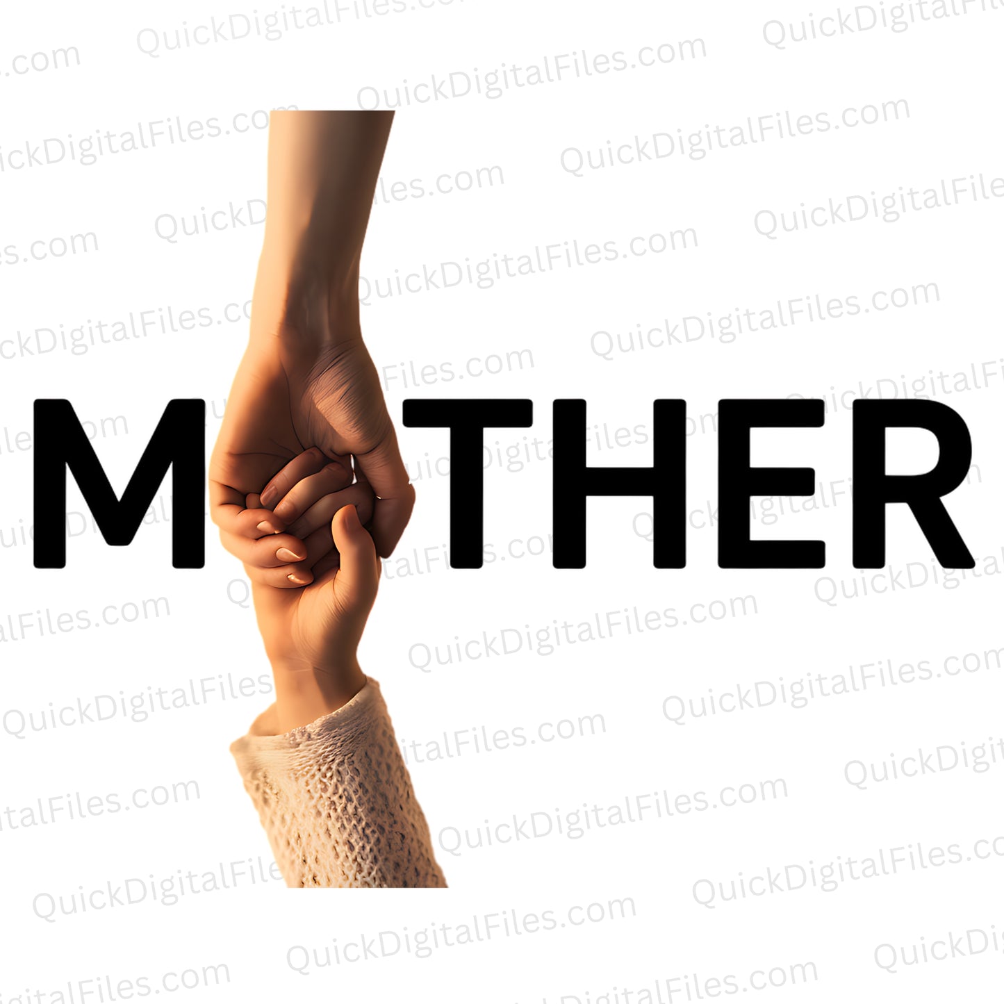 Mother Typography Photo – Hand-Holding Design (PNG & JPEG)