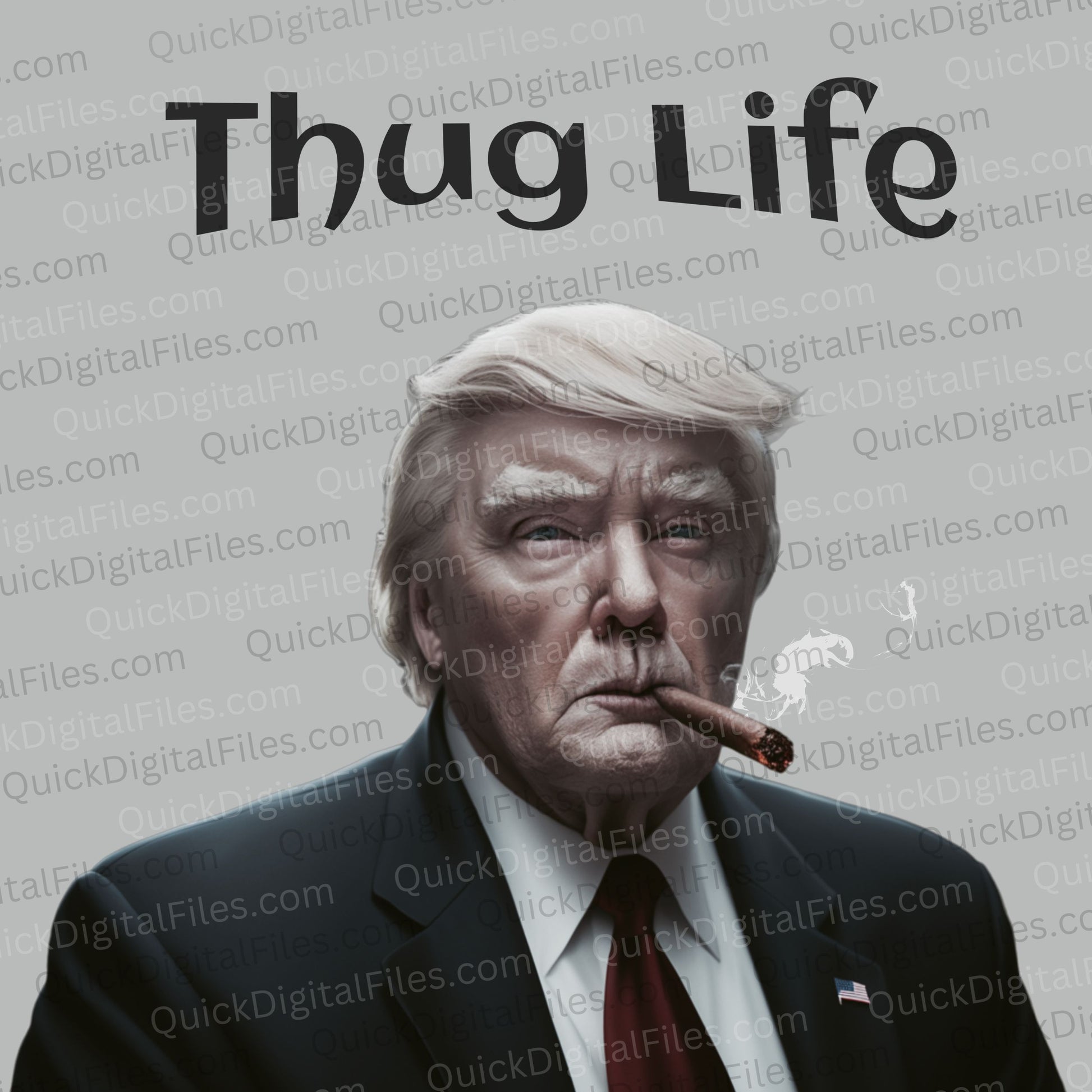 "Thug Life Donald Trump Monochrome Illustration - Digital Download" png jpeg pdf