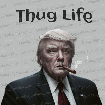 "Thug Life Donald Trump Monochrome Illustration - Digital Download" png jpeg pdf