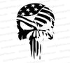 "Patriotic Skull with American Flag" graphic in SVG format.