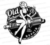 Vintage Old School Repair 1950 SVG graphic with pin-up and spark plug