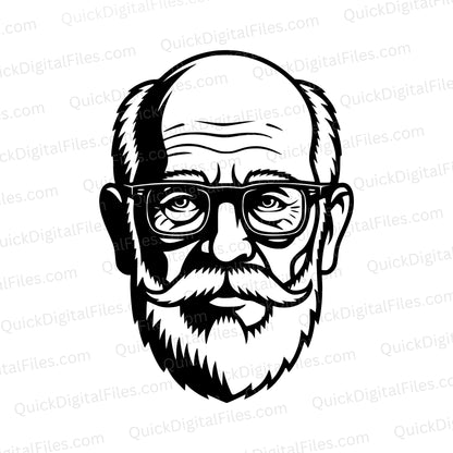 Old Man SVG – Wise Face Silhouette for Cricut & Crafts