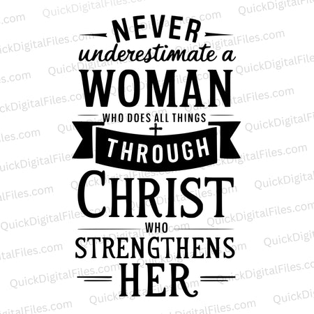 Empower Christian Women - Strength Through Christ Graphic svg png jpeg