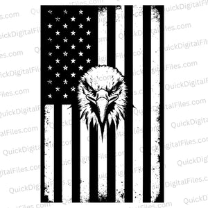 Monochromatic American Flag with Eagle - Patriotic Graphic Art Download svg png jpeg