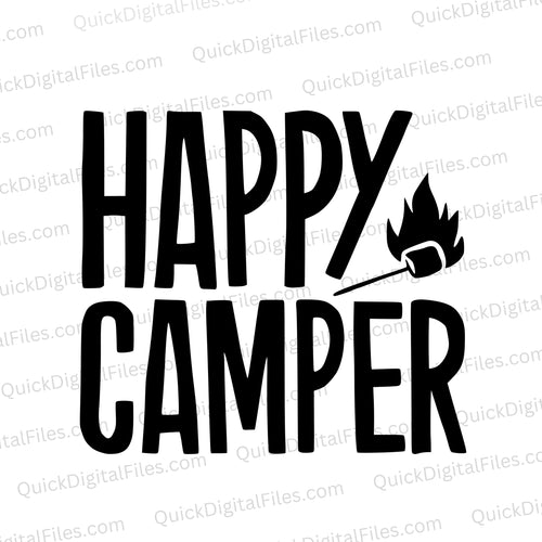 Happy Camper with Roasting Marshmallow: PNG JPEG SVG