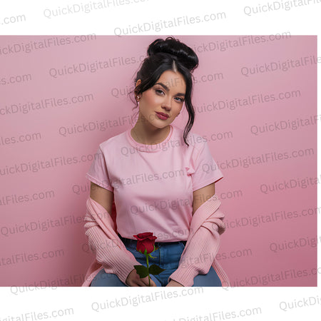 "Digital Download T-Shirt Design Mockup on Pink Background"