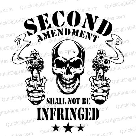 "Symbolic 'Second Amendment Shall Not Be Infringed' skeleton revolver design celebrates individual liberties"